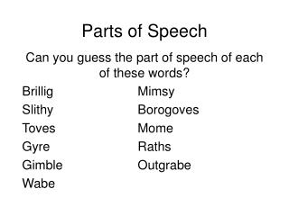 Parts of Speech