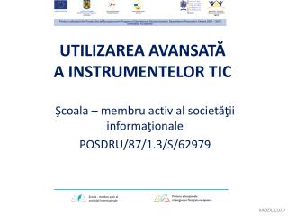 UTILIZAREA AVANSATĂ A INSTRUMENTELOR TIC