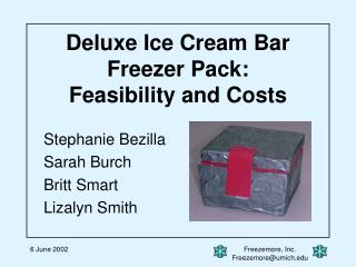 Deluxe Ice Cream Bar Freezer Pack: Feasibility and Costs