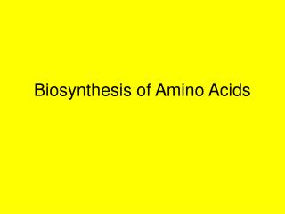 Biosynthesis of Amino Acids