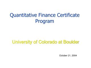 Quantitative Finance Certificate Program