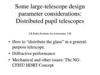 How to “distribute the glass” in a general-purpose telescope Diffractive performance