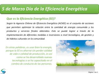 5 de Marzo Día de la Eficiencia Energética