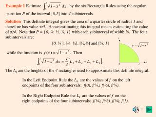 Example 1 Estimate by the six Rectangle Rules using the regular