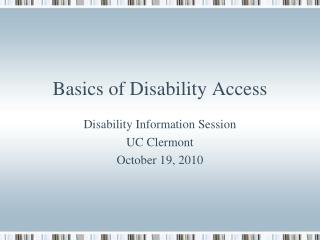 Basics of Disability Access