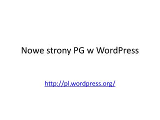 N owe strony PG w WordPress