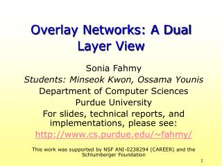 Overlay Networks: A Dual Layer View