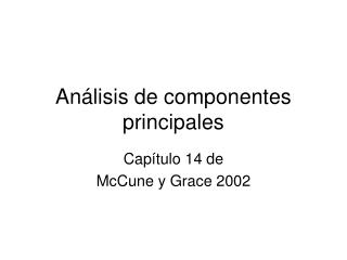 Análisis de componentes principales