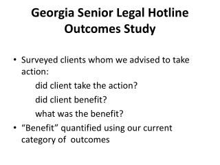 Georgia Senior Legal Hotline Outcomes Study