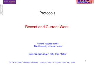 Protocols Recent and Current Work.