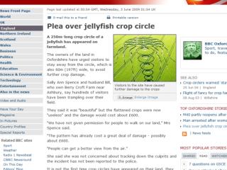 This jellyfish crop circle appeared in an Oxfordshire field in June 2009.