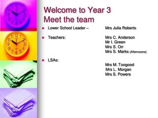 Welcome to Year 3 Meet the team