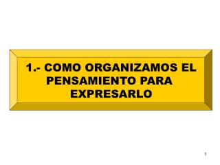 1.- COMO ORGANIZAMOS EL PENSAMIENTO PARA EXPRESARLO