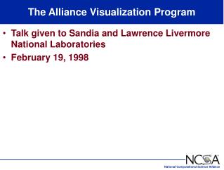 The Alliance Visualization Program
