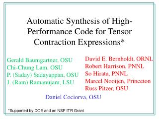 Automatic Synthesis of High-Performance Code for Tensor Contraction Expressions*