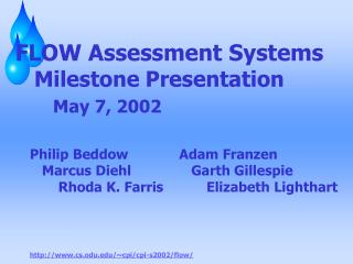FLOW Assessment Systems Milestone Presentation May 7, 2002