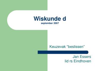 Wiskunde d september 2007