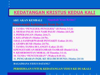 KEDATANGAN KRISTUS KEDUA KALI