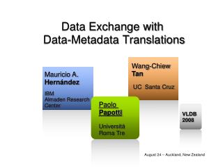 Data Exchange with  Data-Metadata Translations