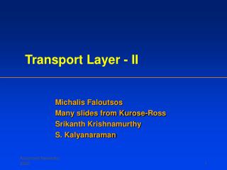 Transport Layer - II