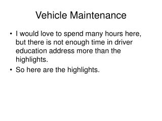 Vehicle Maintenance