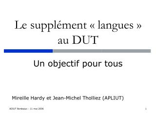 Le supplément « langues » au DUT