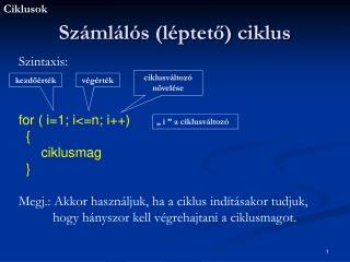 Számlálós (léptető) ciklus