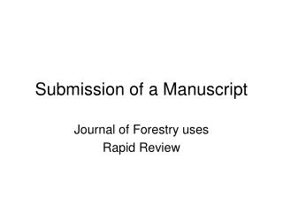 Submission of a Manuscript