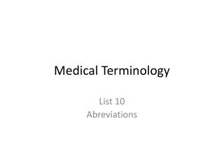 Medical Terminology