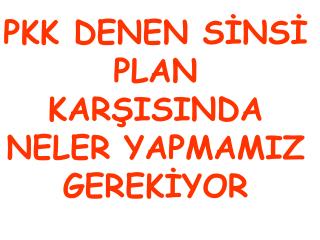 PKK DENEN SİNSİ PLAN KARŞISINDA NELER YAPMAMIZ GEREKİYOR