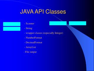 JAVA API Classes
