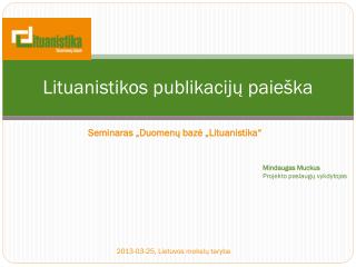 Lituanistikos publikacijų paieška
