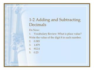 1-2 Adding and Subtracting Decimals