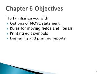 Chapter 6 Objectives