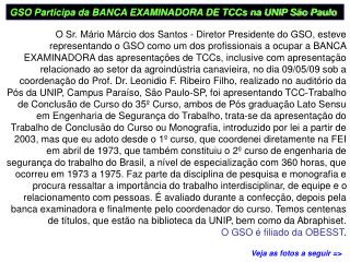 GSO Participa da BANCA EXAMINADORA DE TCCs na UNIP São Paulo