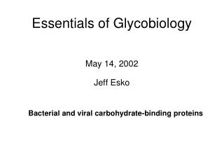 Essentials of Glycobiology May 14, 2002 Jeff Esko