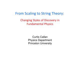 From Scaling to String Theory: