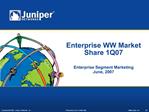 Enterprise WW Market Share 1Q07 Enterprise Segment Marketing June, 2007