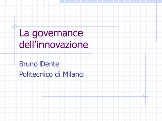 La governance dell’innovazione