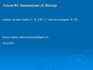 Tutorat B2: Satzanalysen (3. Sitzung)