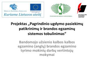 Projektas „Pagrindinio ugdymo pasiekimų patikrinimų ir brandos egzaminų sistemos tobulinimas“