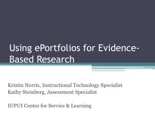 Using ePortfolios for Evidence-Based Research