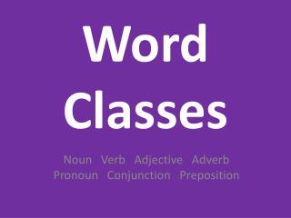 Word Classes