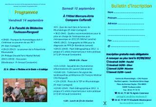 Bulletin d'inscription Nom …………………………………….. Prénom ………………………………… Adresse ………………………………….