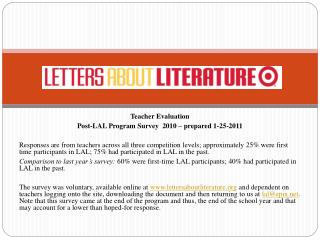 Teacher Evaluation Post-LAL Program Survey 2010 – prepared 1-25-2011