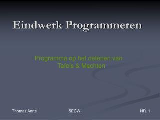 Eindwerk Programmeren