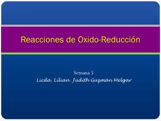 Reacciones de Oxido-Reducción