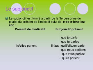 Le subjonctif