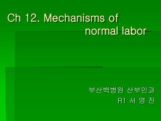 Ch 12. Mechanisms of normal labor