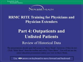 RRMC RITE Training for Physicians and Physician Extenders Part 4: Outpatients and
